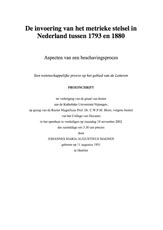 J.M.A. Maenen - De invoering van het metrieke
                  stelsel in Nederland tussen 1793 en 1880